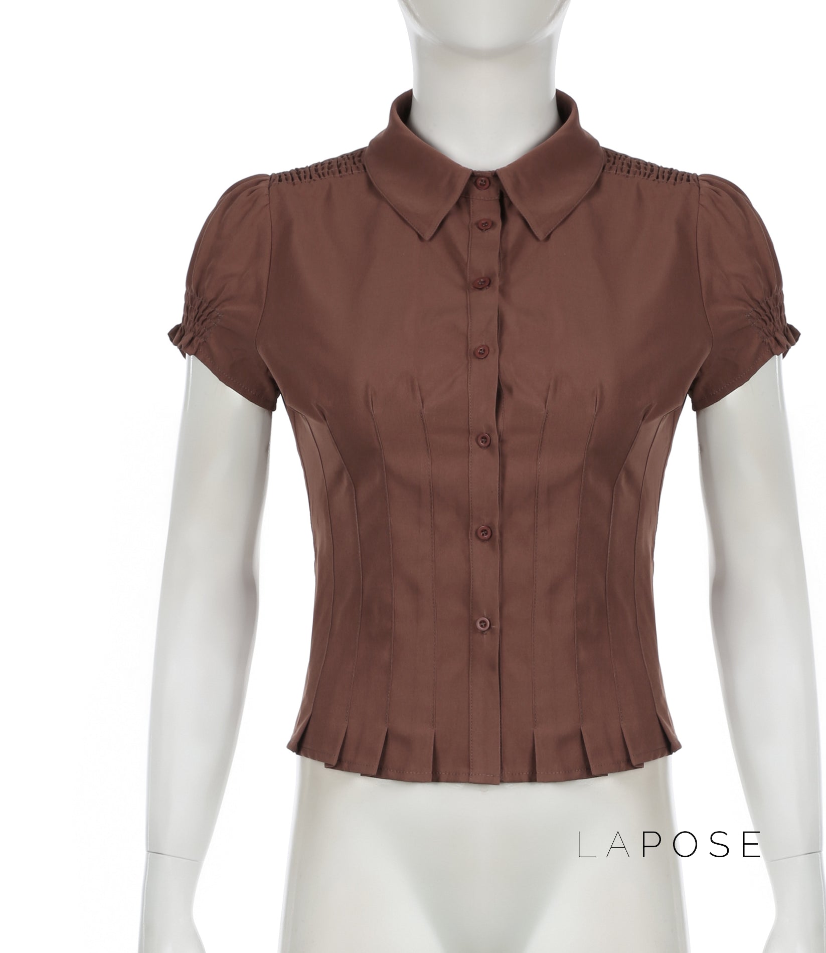 Amaria Brown Puff Sleeve Top [XRSZOCSS]