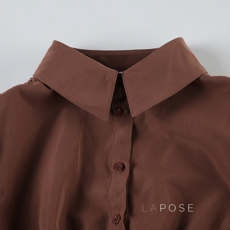 Amaria Brown Puff Sleeve Top [1S4D51T9]