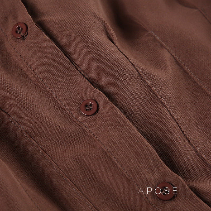 Amaria Brown Puff Sleeve Top [AYLYFNW4]