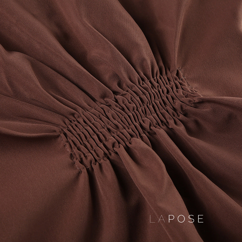 Amaria Brown Puff Sleeve Top [BCHVVYJE]