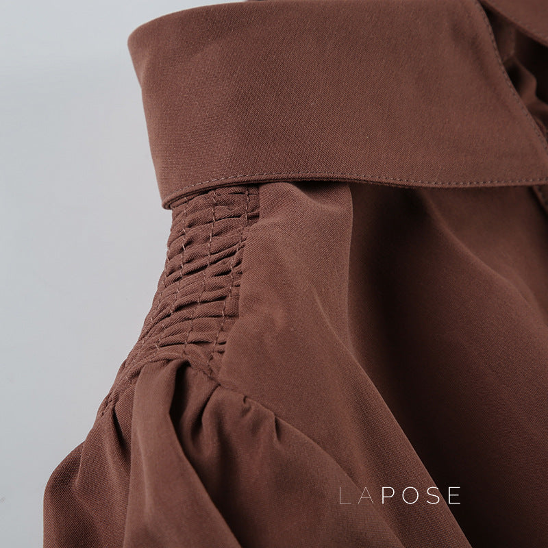 Amaria Brown Puff Sleeve Top [QZ7V69PI]