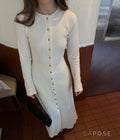 Amarii Ivory Knit Maxi Dress [5PBDY43N]