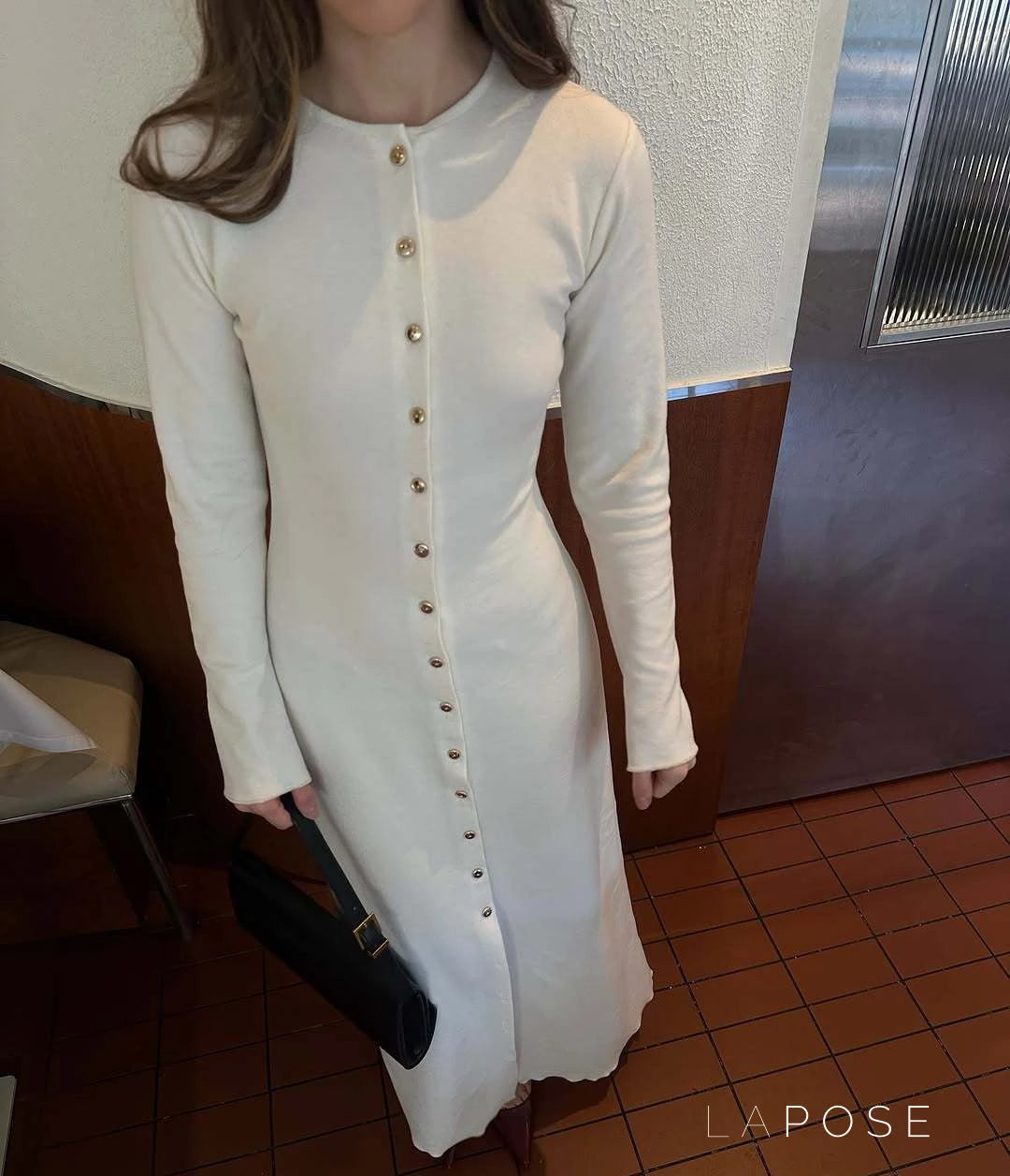 Amarii Ivory Knit Maxi Dress [5PBDY43N]
