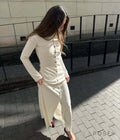 Amarii Ivory Knit Maxi Dress [YZQ7HZPA]