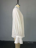 Amaryah Lantern Sleeve Button-Up Top [PD3YTTYB]