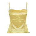 Ameena Pleated Satin Crop Top [NRAFAPM4]