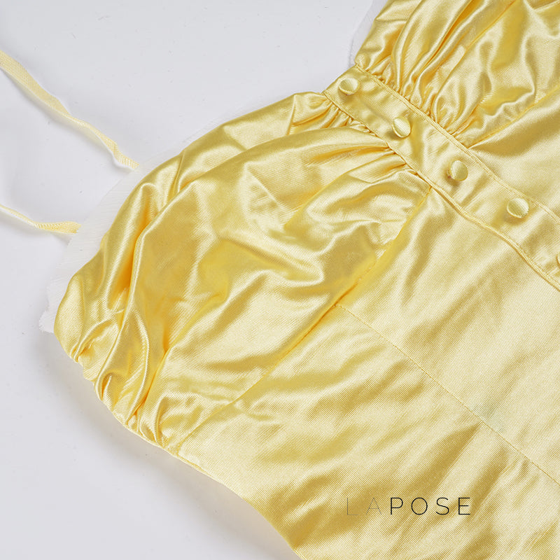 Ameena Pleated Satin Crop Top [LIL60WZ8]
