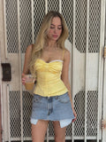 Ameena Pleated Satin Crop Top [VEF0IJFZ]