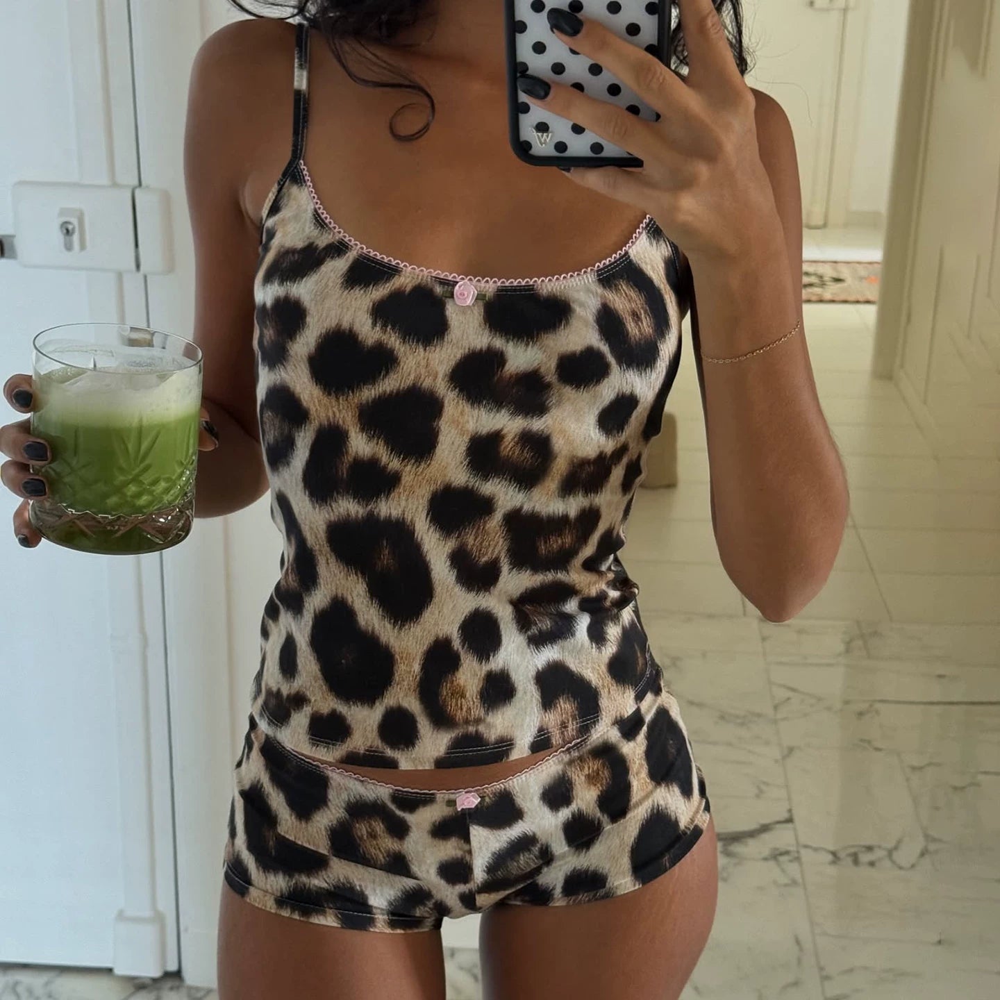 LaPose - Ameerah Leopard Print Shorts Set