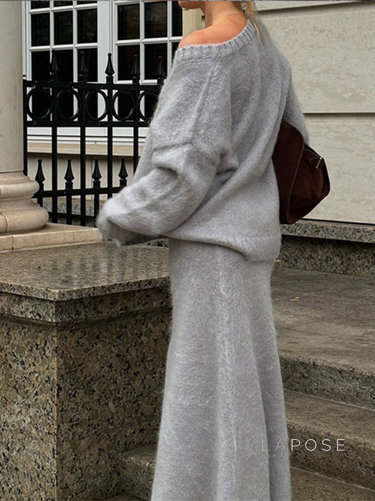 Amelie Knit V-neck Skirt Set [W21ME19J]