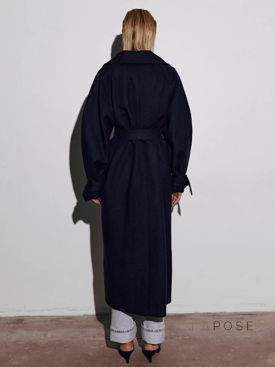 Amen Batwing Belted Wool Coat [74GX028J]