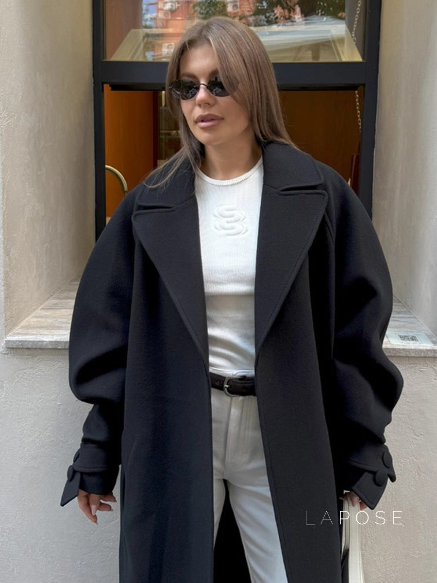 Amen Batwing Belted Wool Coat [UALQTTKI]