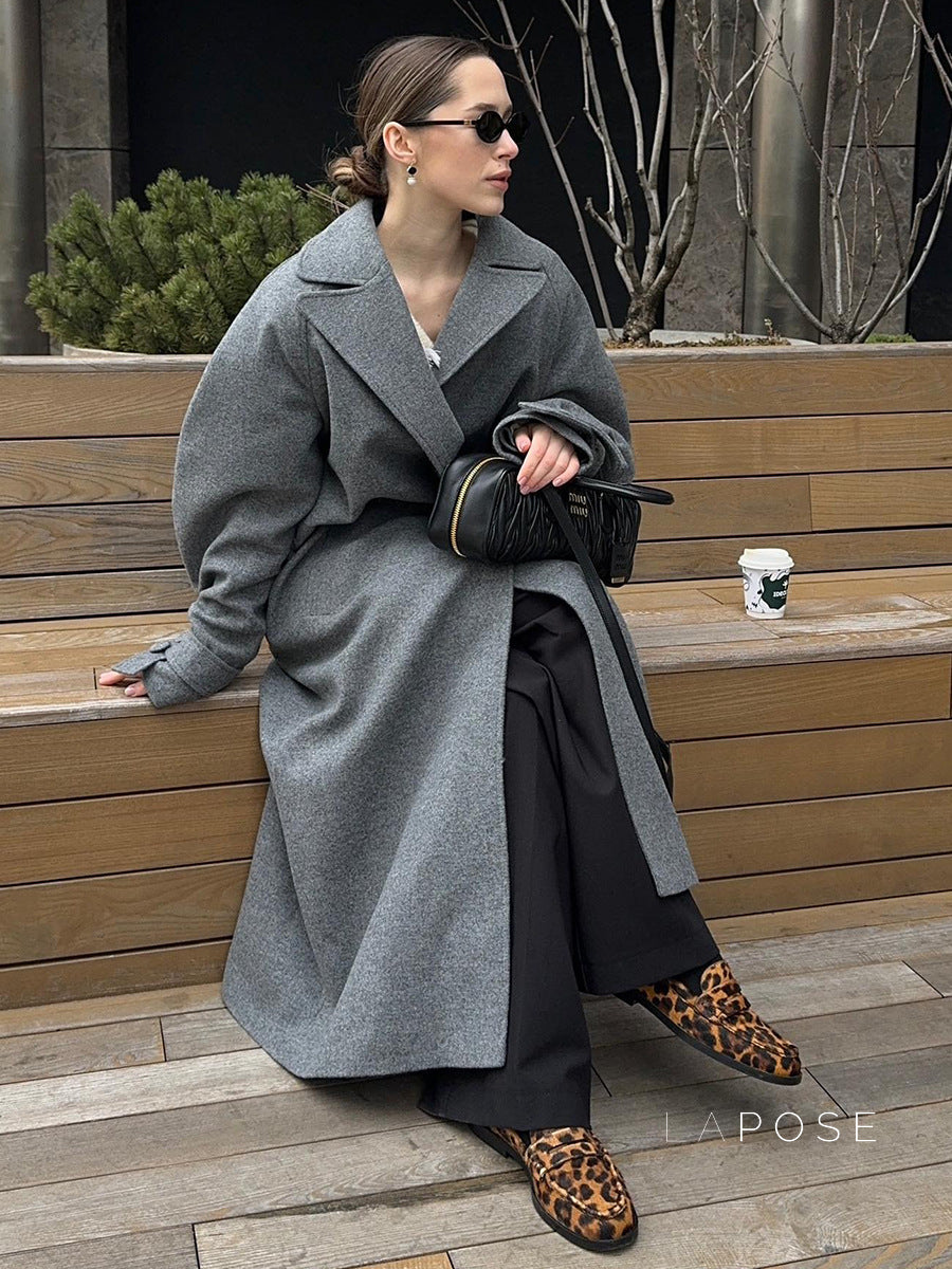 Amen Batwing Belted Wool Coat [1UCE46Y0]
