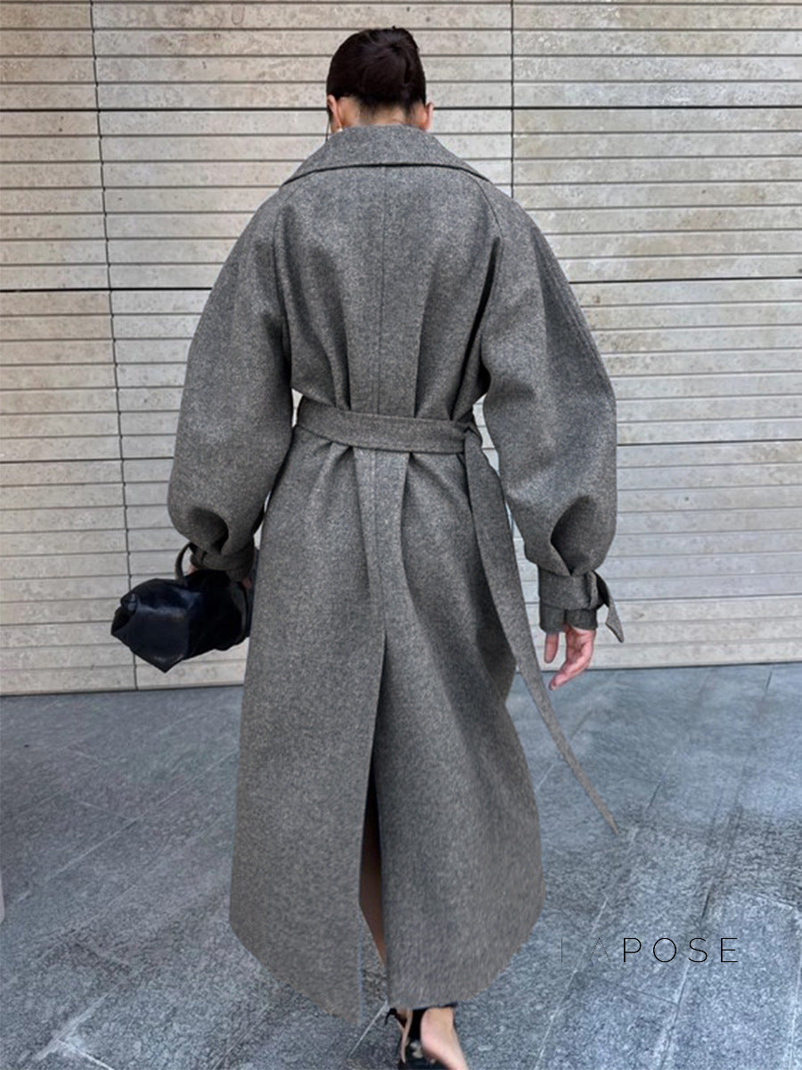 Amen Batwing Belted Wool Coat [Z0DA03LY]