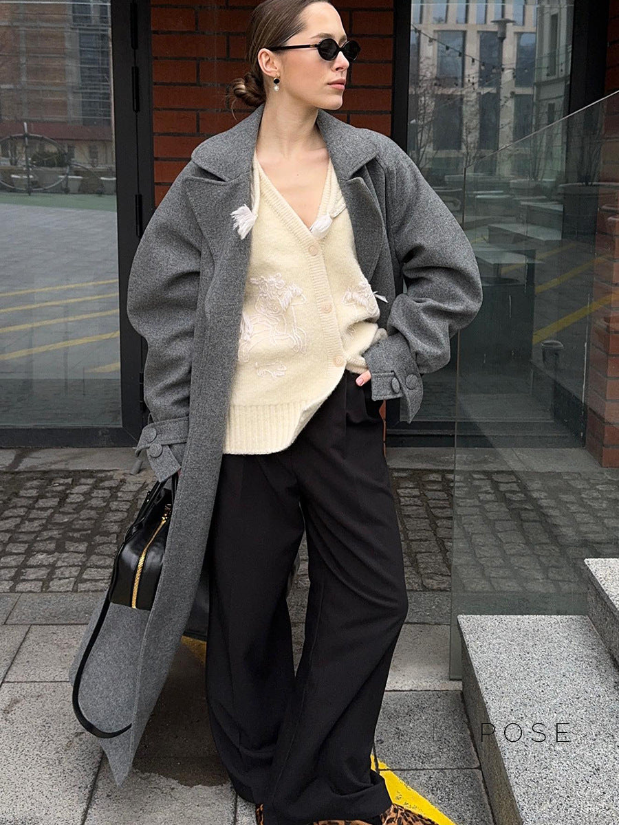 Amen Batwing Belted Wool Coat [3S5MCRZV]