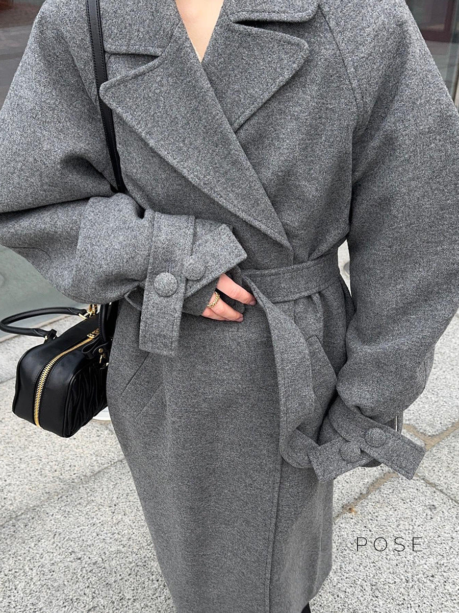 Amen Batwing Belted Wool Coat [R2KOERLO]