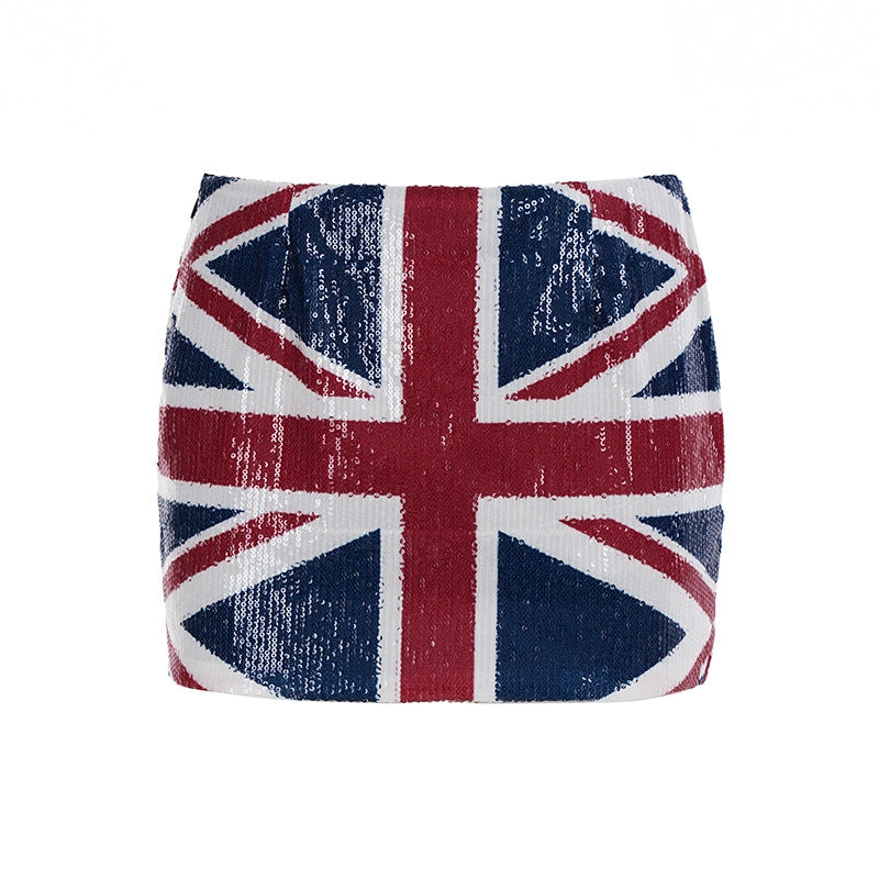 American Flag Sequin Mini Skirt [21OQPC66]
