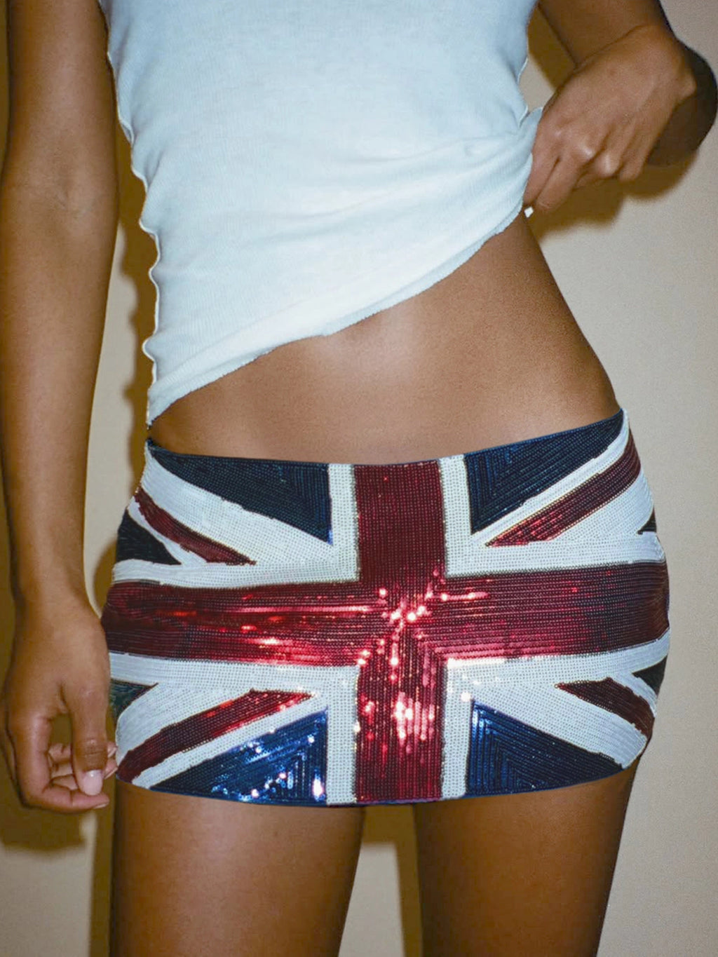 American Flag Sequin Mini Skirt [CM56WNKK]