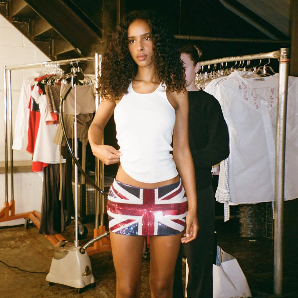 American Flag Sequin Mini Skirt [ND2A8V80]