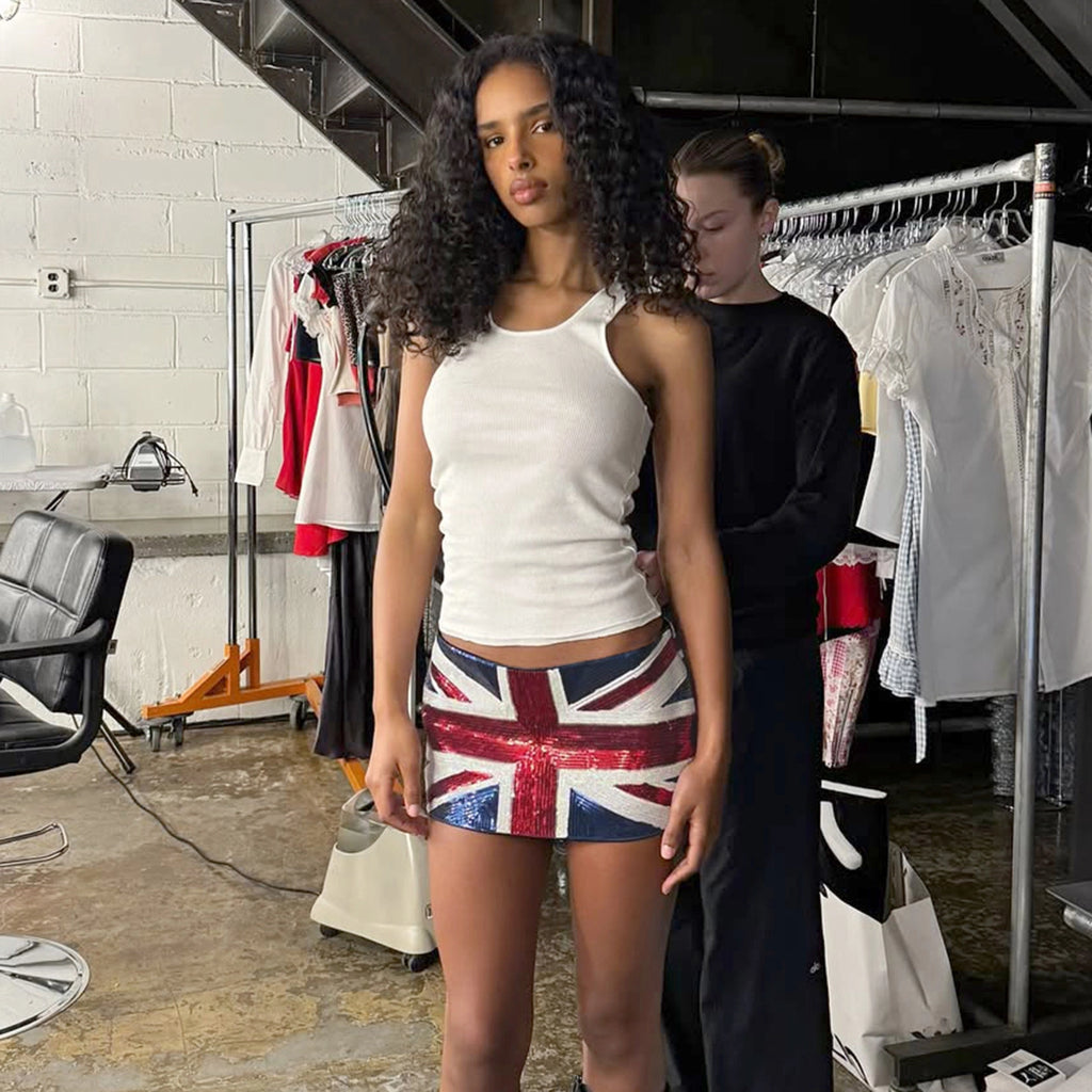 American Flag Sequin Mini Skirt [MUR6F5PU]