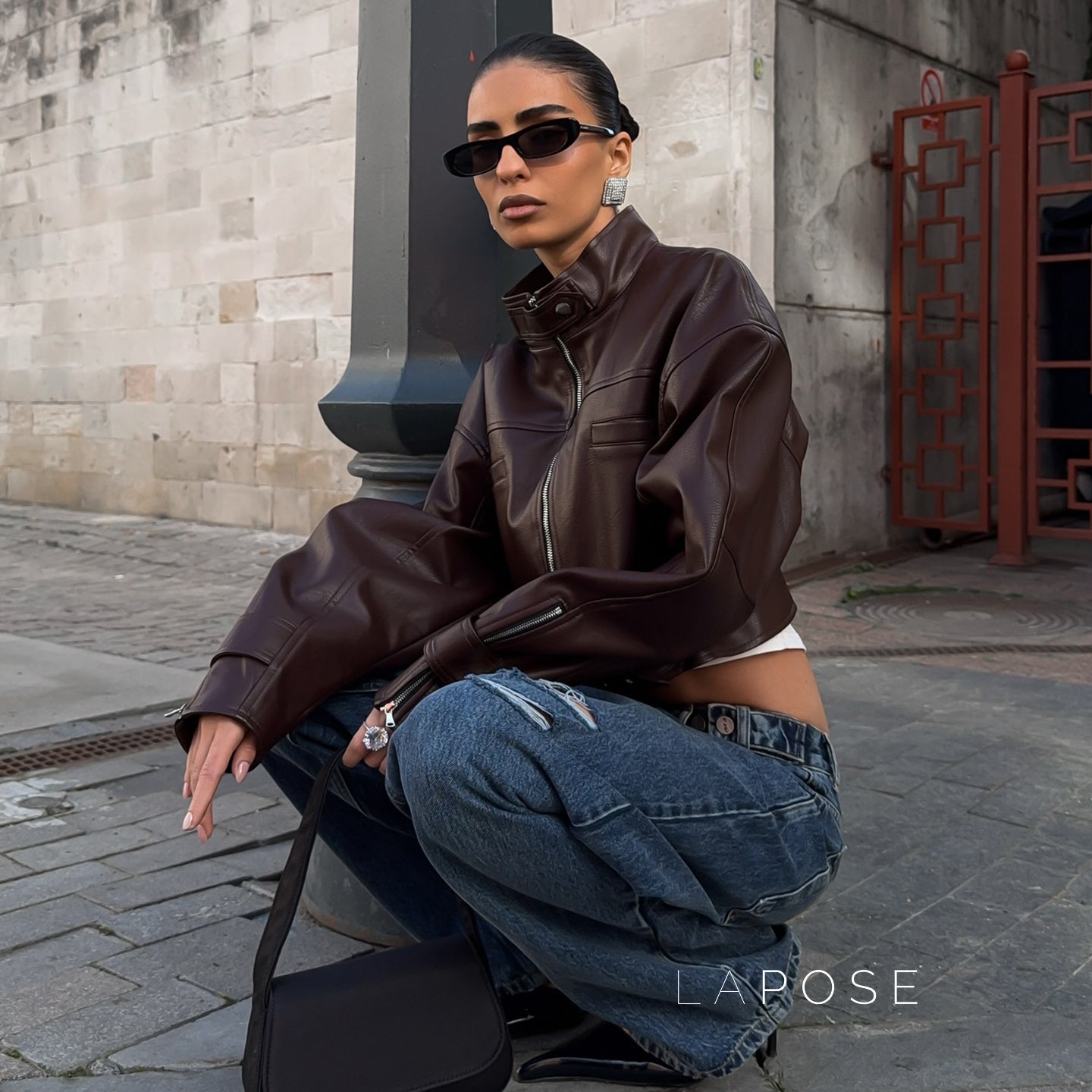 Aminata Cropped Faux Leather Jacket [R7MX6NH2]