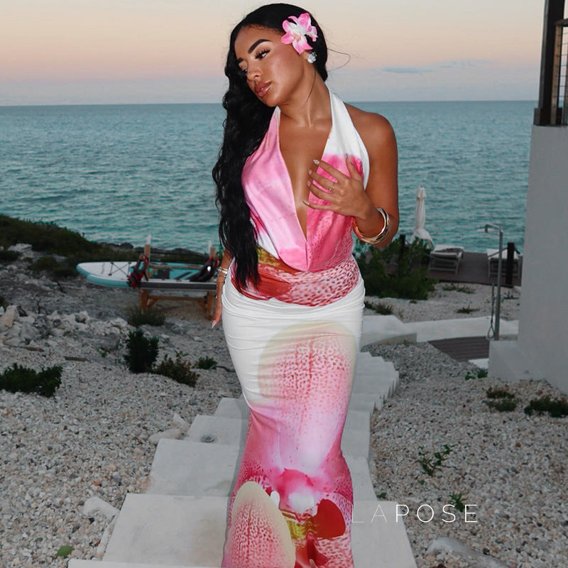 Amity Floral Halter Maxi Dress [GUDWJZVL]