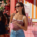 Amoni Plaid Lace Camisole [DV4YX364]