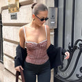 Amoni Plaid Lace Camisole [VR2W39VD]