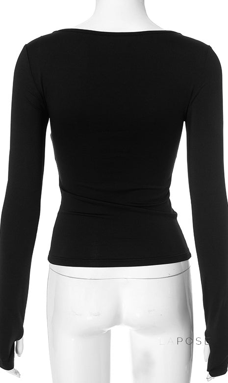 Amorah Square Neck Thumbhole Top [YQWZXZNA]