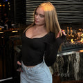 Amorah Square Neck Thumbhole Top [IR9UG83T]