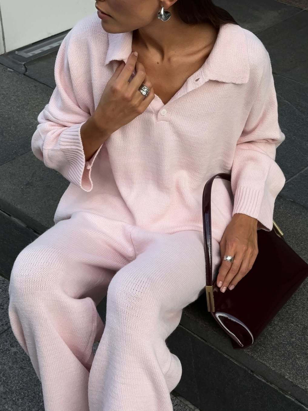 Amore Knit Polo Lounge Set [91XFEGZ3]