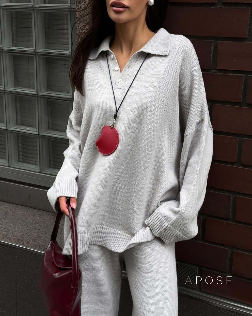 Amore Knit Polo Lounge Set [JM112I1B]