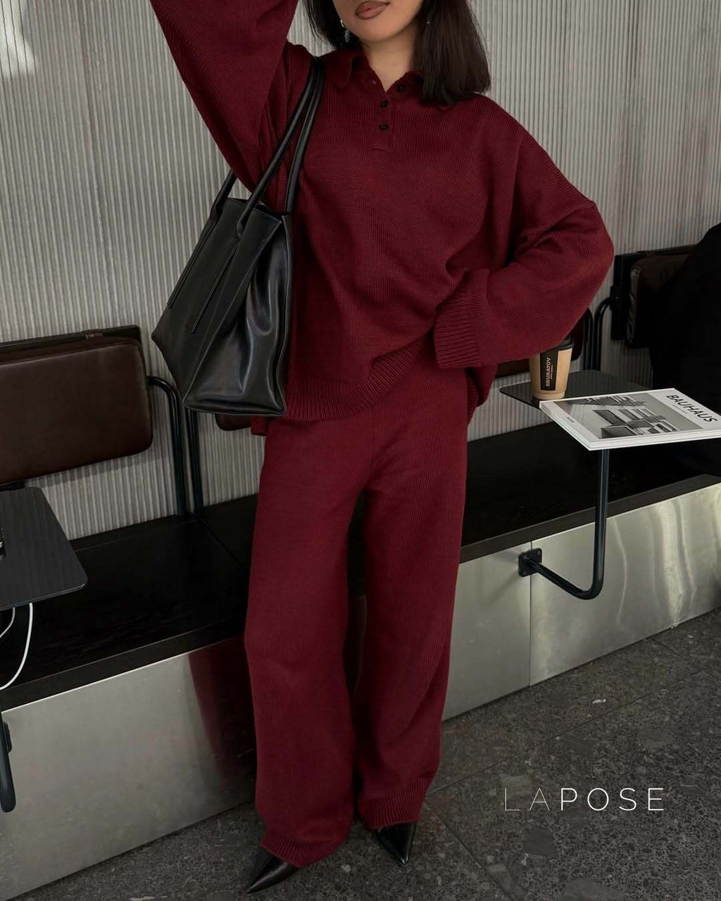 Amore Knit Polo Lounge Set [Z6794O0Y]