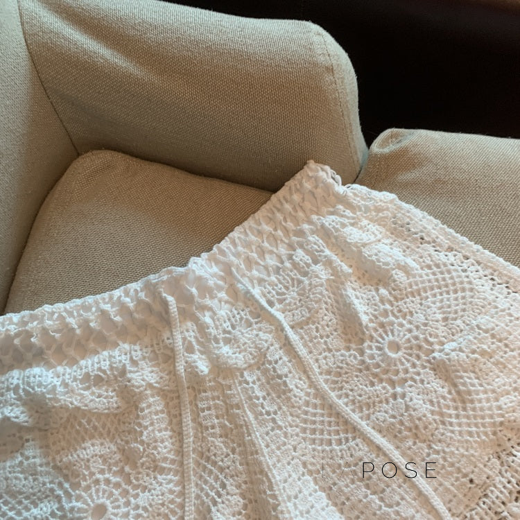 Amya Lace Knit Wide-Leg Pants [3SXV4W2Y]