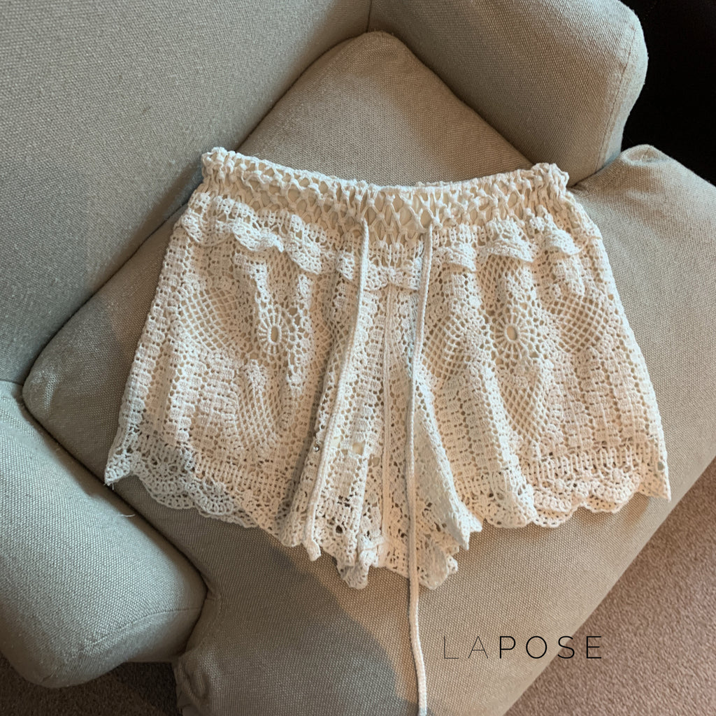 Amya Lace Knit Wide-Leg Pants [MQ0RBCVO]