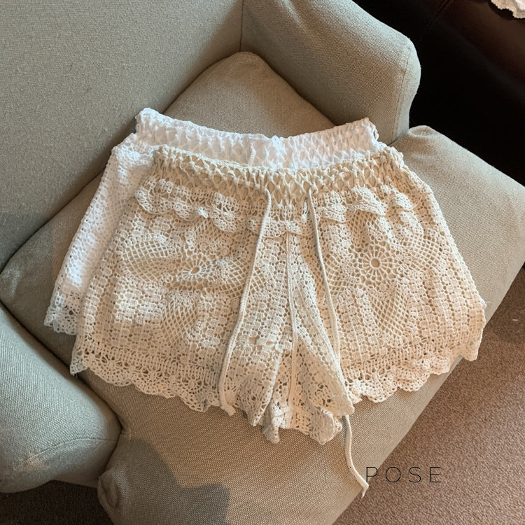 Amya Lace Knit Wide-Leg Pants [KVXE8MB4]
