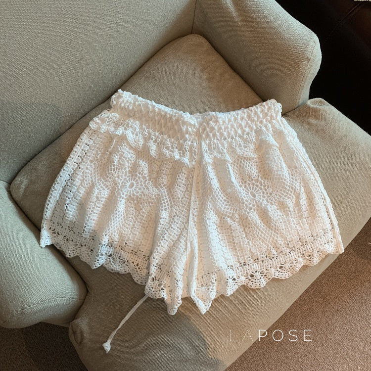 Amya Lace Knit Wide-Leg Pants [CNYJJZHD]