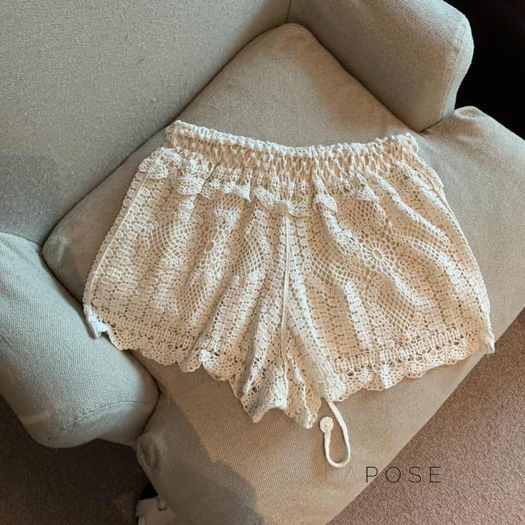 Amya Lace Knit Wide-Leg Pants [I8OMCCOB]