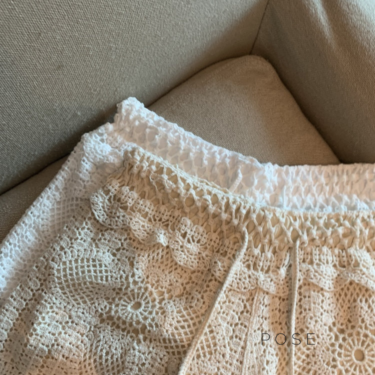 Amya Lace Knit Wide-Leg Pants [GBB60I9Z]