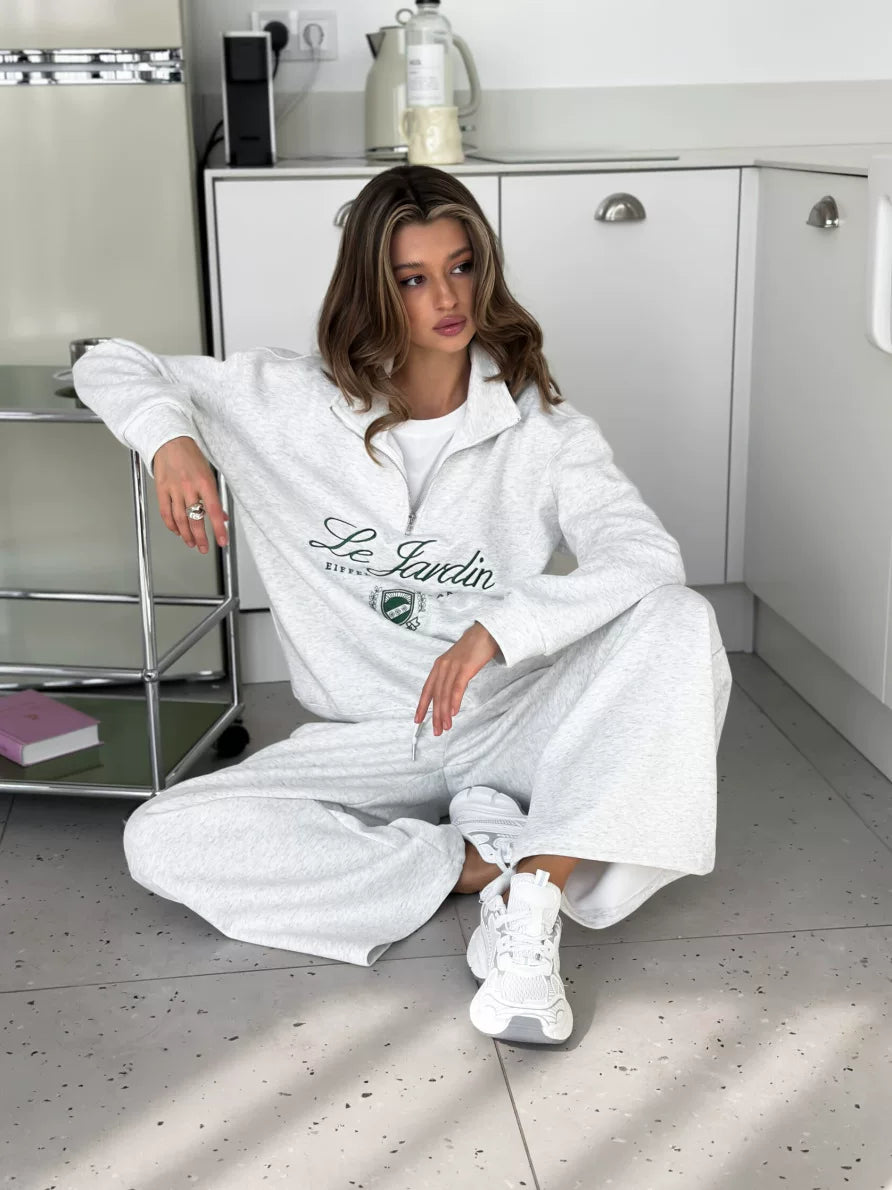 LaPose - Anabell Embroidered Sweatshirt Pants Set