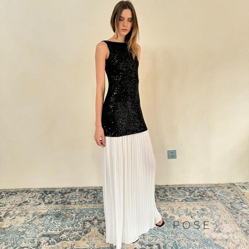 Anabia Black Sequin Maxi Dress [VSGRAS1R]