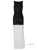 Anabia Black Sequin Maxi Dress [F53FMIPV]