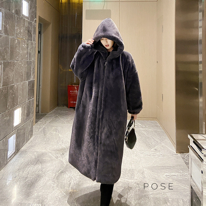 Anai Long Hooded Faux Fur Coat [3T0CE4CY]
