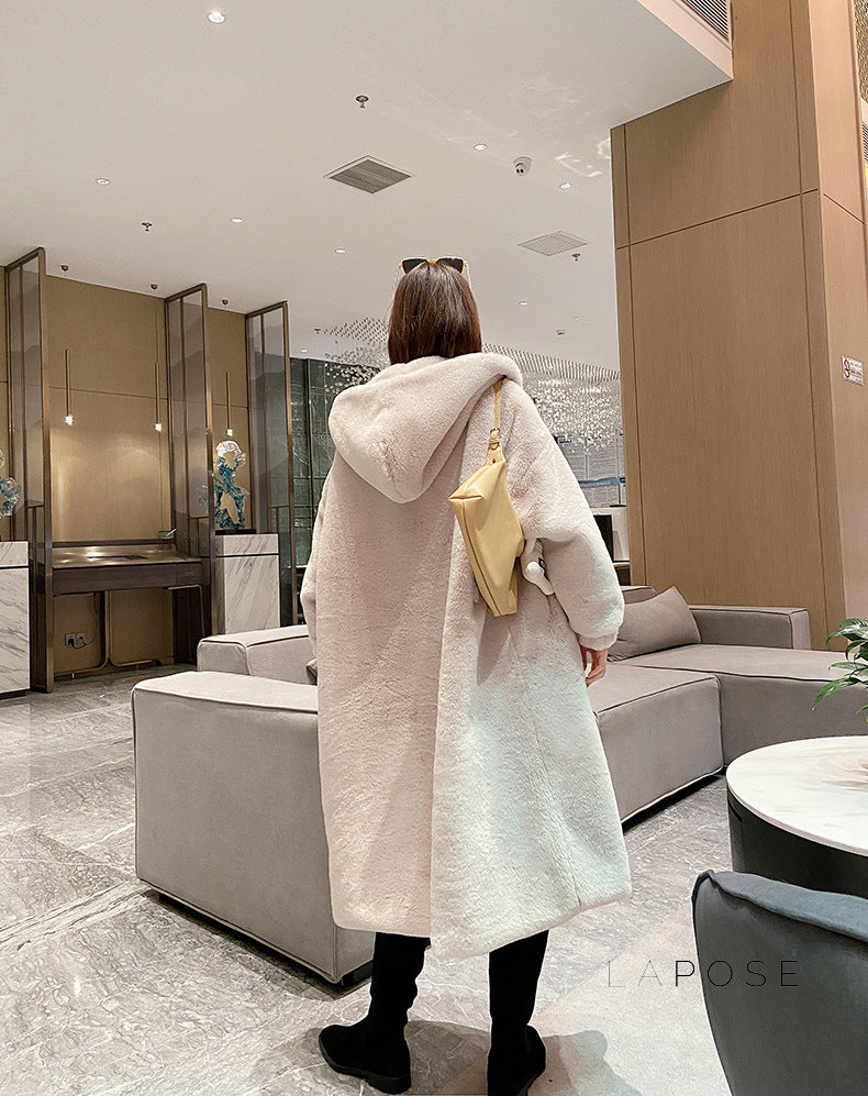 Anai Long Hooded Faux Fur Coat [WOSZF7LB]