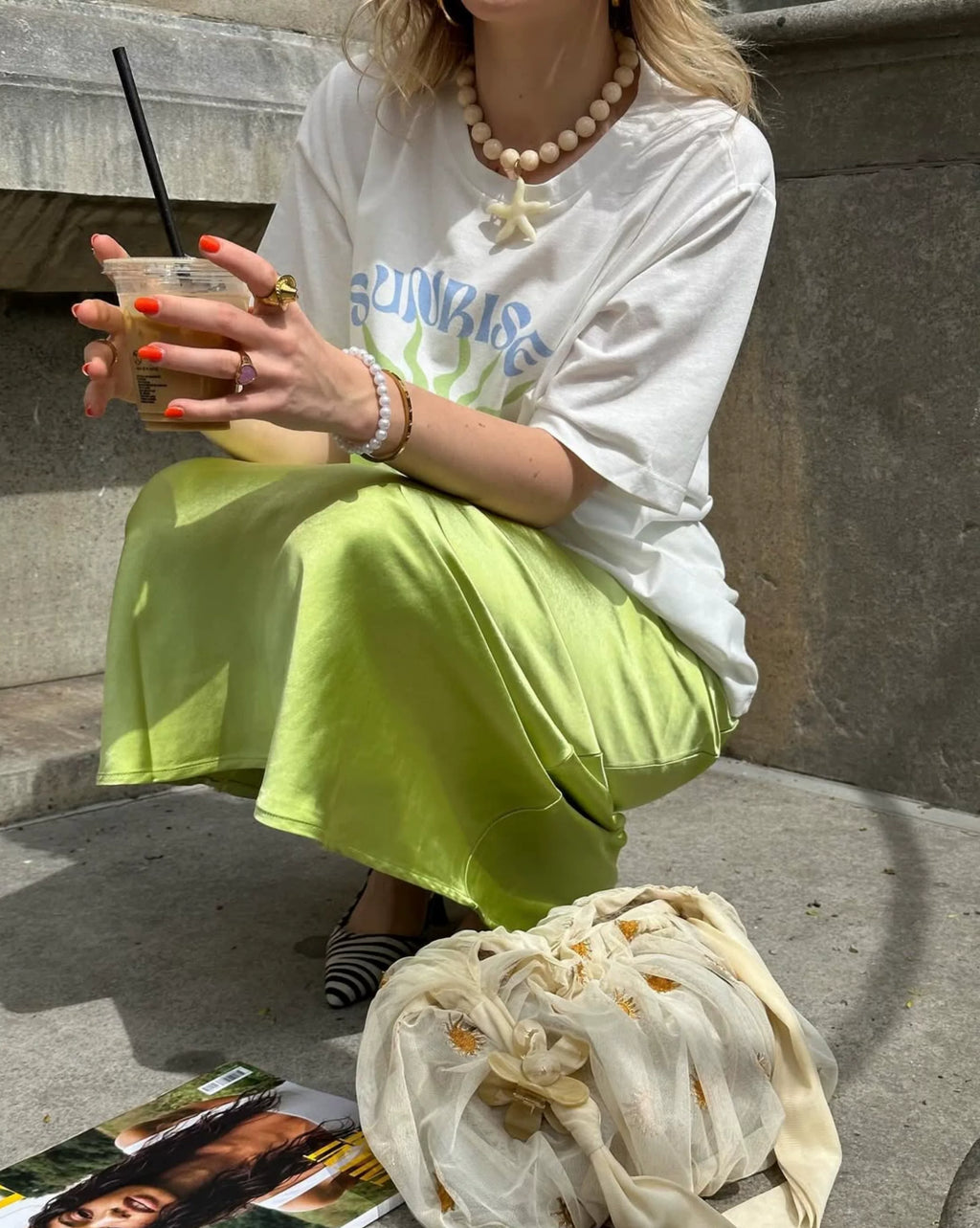 Anaira Sunrise Graphic Oversized Tee