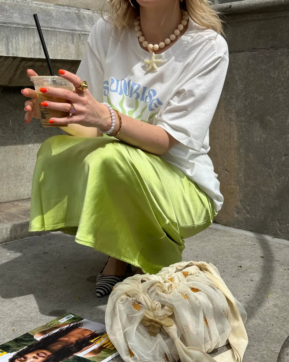 Anaira Sunrise Graphic Oversized Tee
