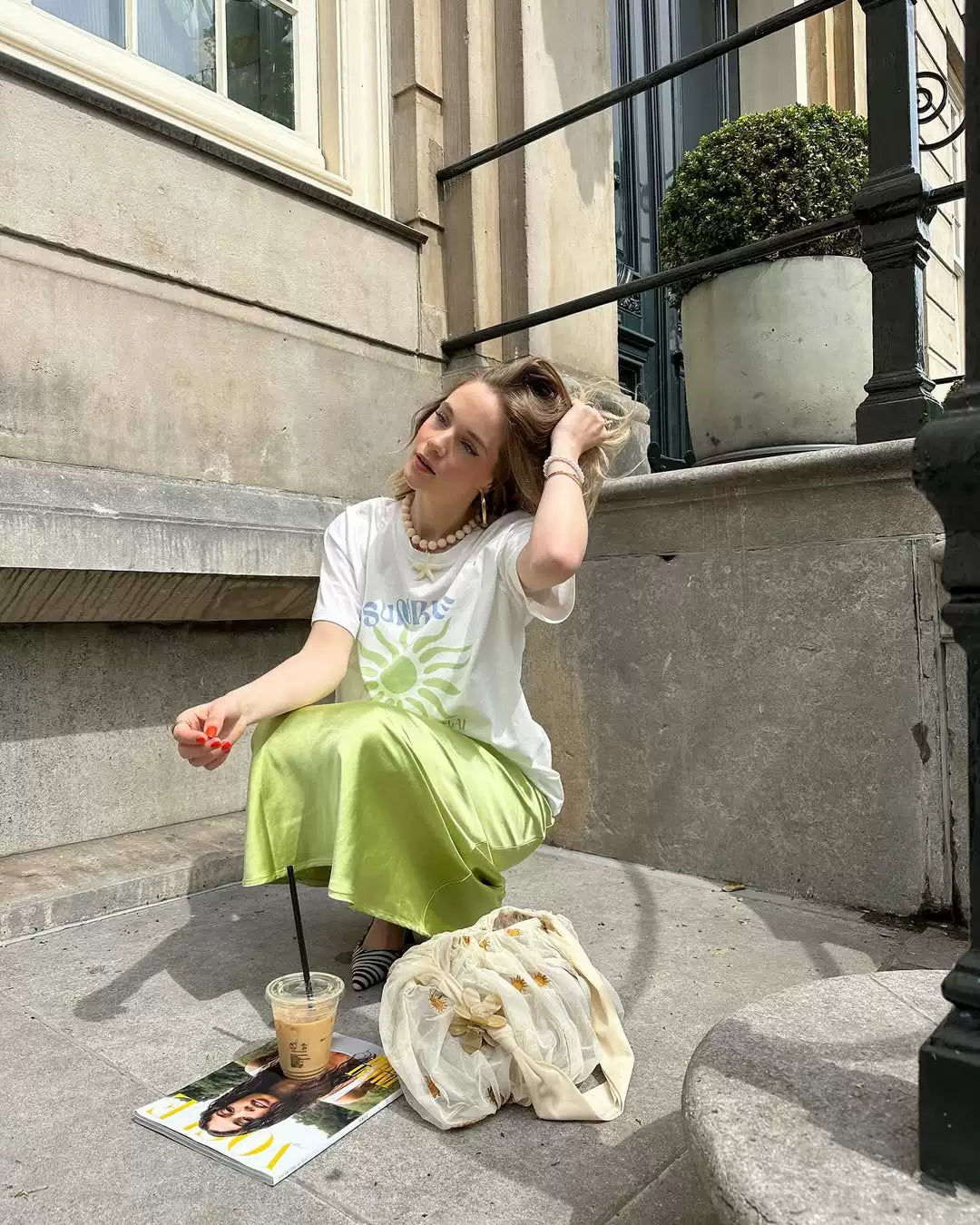 Anaira Sunrise Graphic Oversized Tee