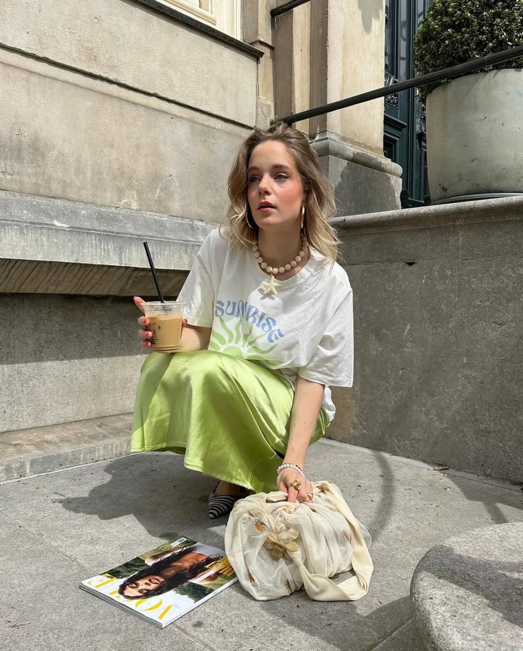 Anaira Sunrise Graphic Oversized Tee