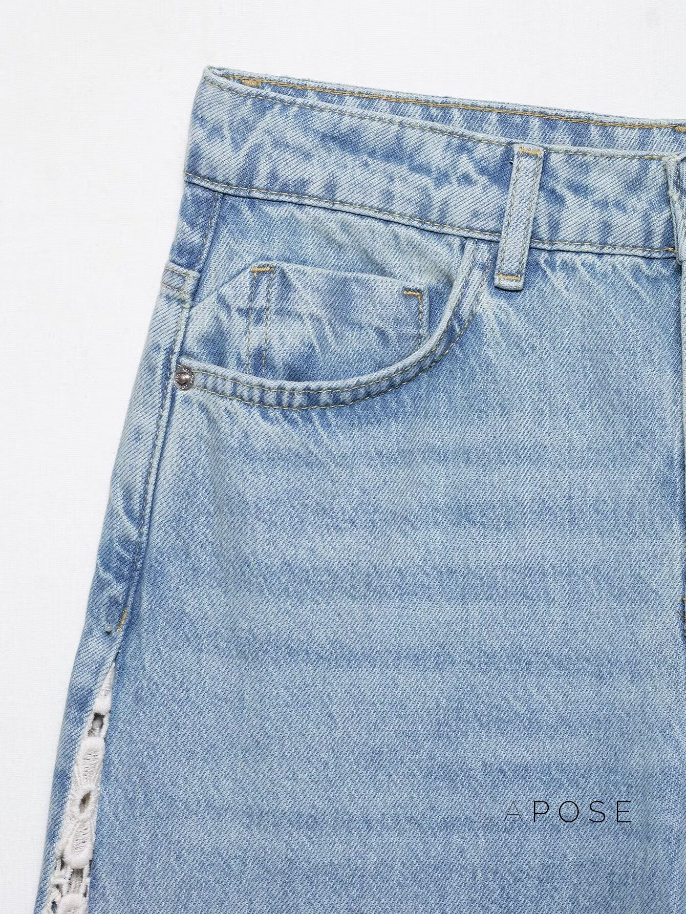 Anaisha Crochet Patch Wide-Leg Jeans [GMAA0U56]