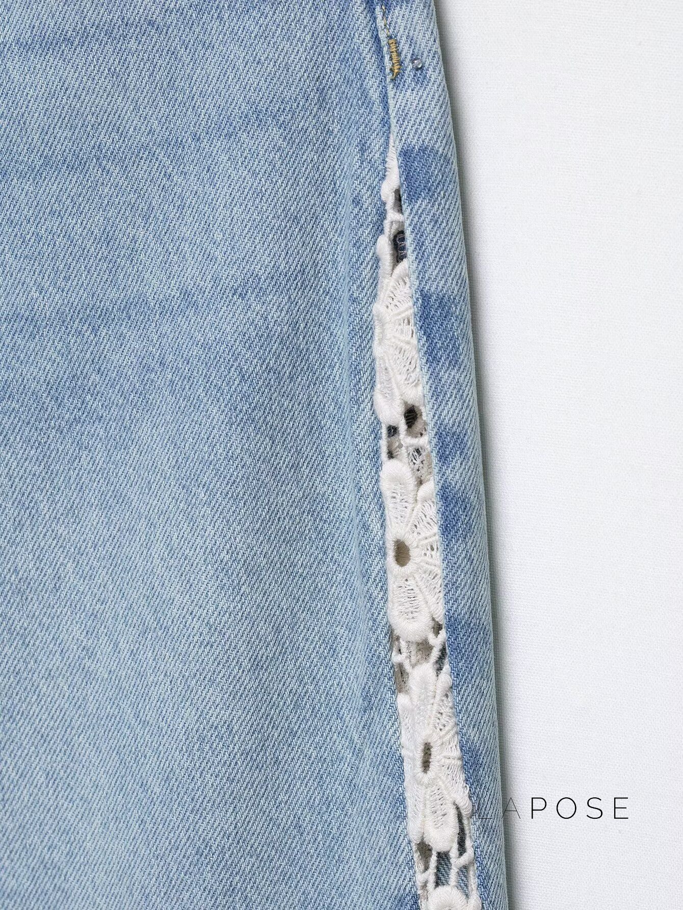 Anaisha Crochet Patch Wide-Leg Jeans [LLP64O28]